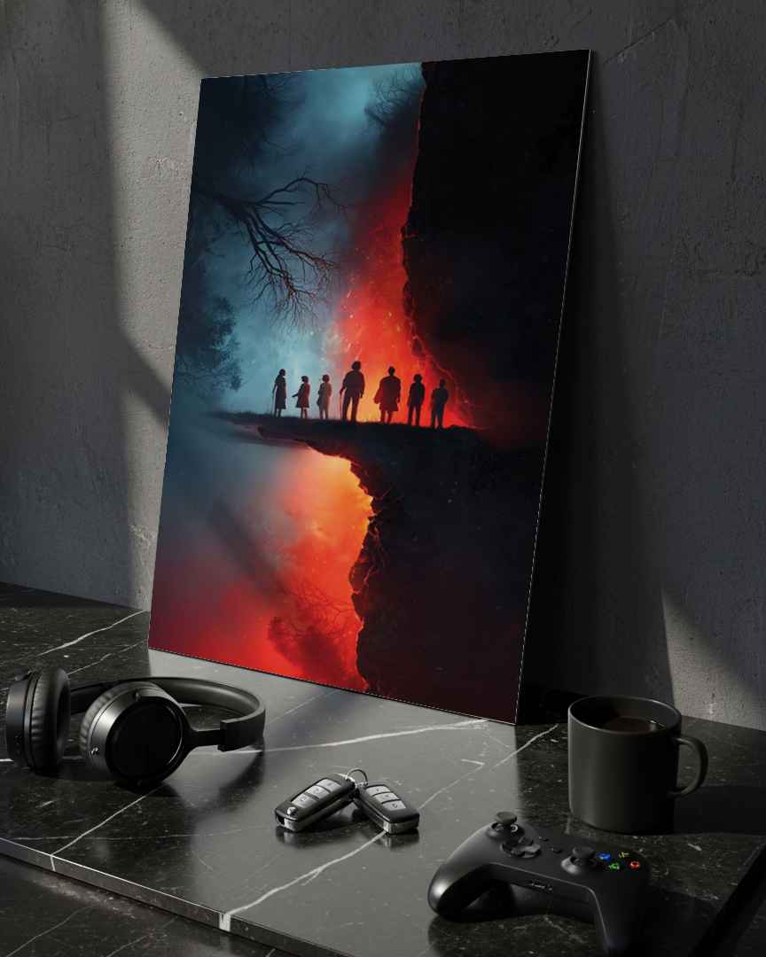 Printed 4K Ultra Gloss Metal Frame A3 Size | STRANGER THINGS-Parralel Edge Print | 1.2mm Premium Thickness Wall Frame (12x18 Inches) 1219 Avenue