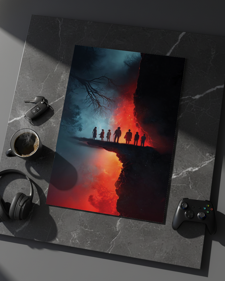 Printed 4K Ultra Gloss Metal Frame A3 Size | STRANGER THINGS-Parralel Edge Print | 1.2mm Premium Thickness Wall Frame (12x18 Inches) 1219 Avenue