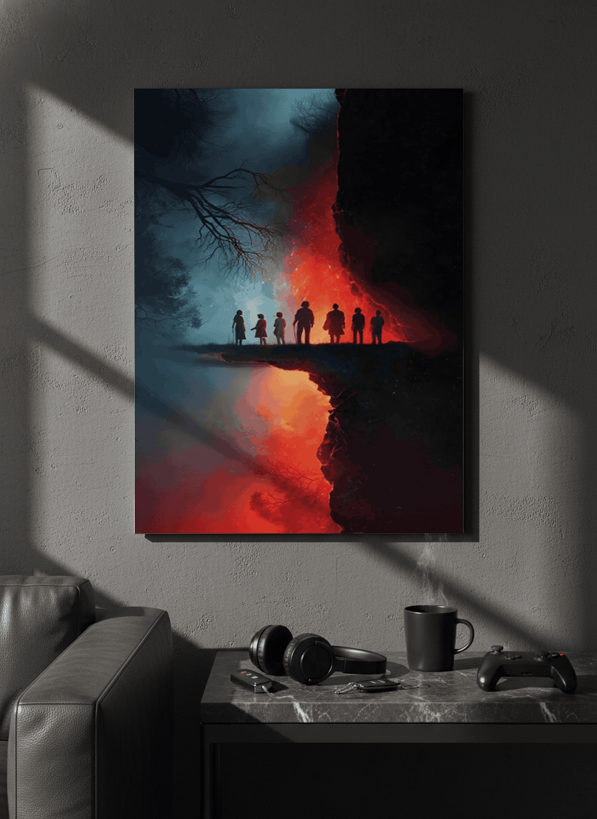 Printed 4K Ultra Gloss Metal Frame A3 Size | STRANGER THINGS-Parralel Edge Print | 1.2mm Premium Thickness Wall Frame (12x18 Inches) 1219 Avenue