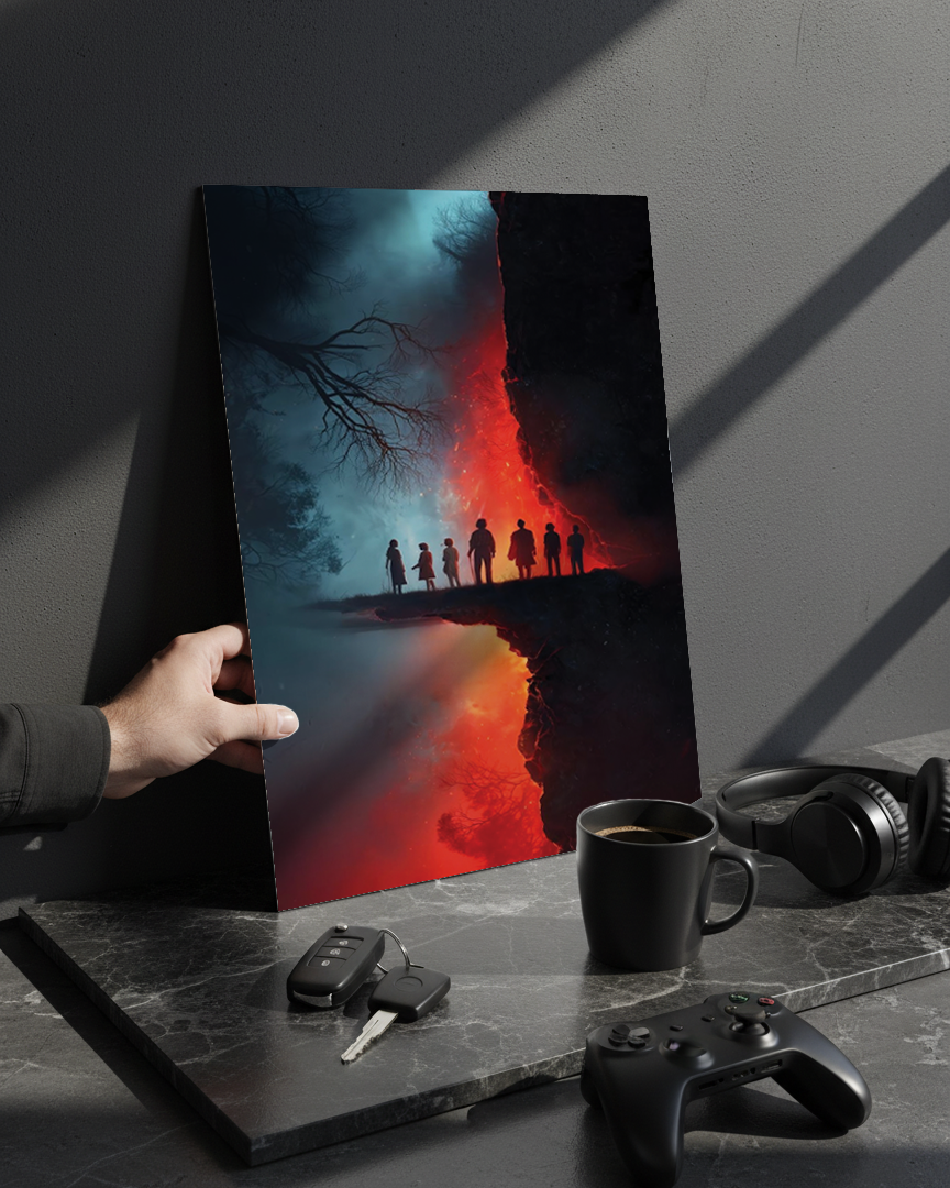 Printed 4K Ultra Gloss Metal Frame A3 Size | STRANGER THINGS-Parralel Edge Print | 1.2mm Premium Thickness Wall Frame (12x18 Inches) 1219 Avenue