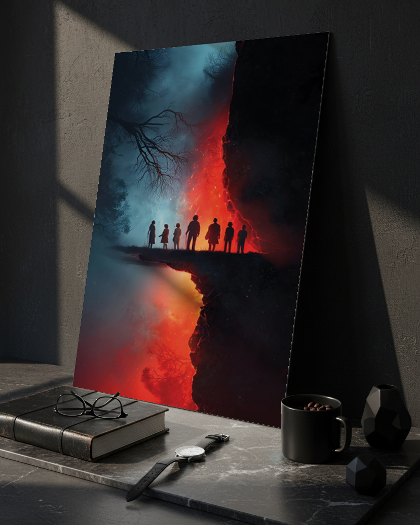 Printed 4K Ultra Gloss Metal Frame A3 Size | STRANGER THINGS-Parralel Edge Print | 1.2mm Premium Thickness Wall Frame (12x18 Inches) 1219 Avenue