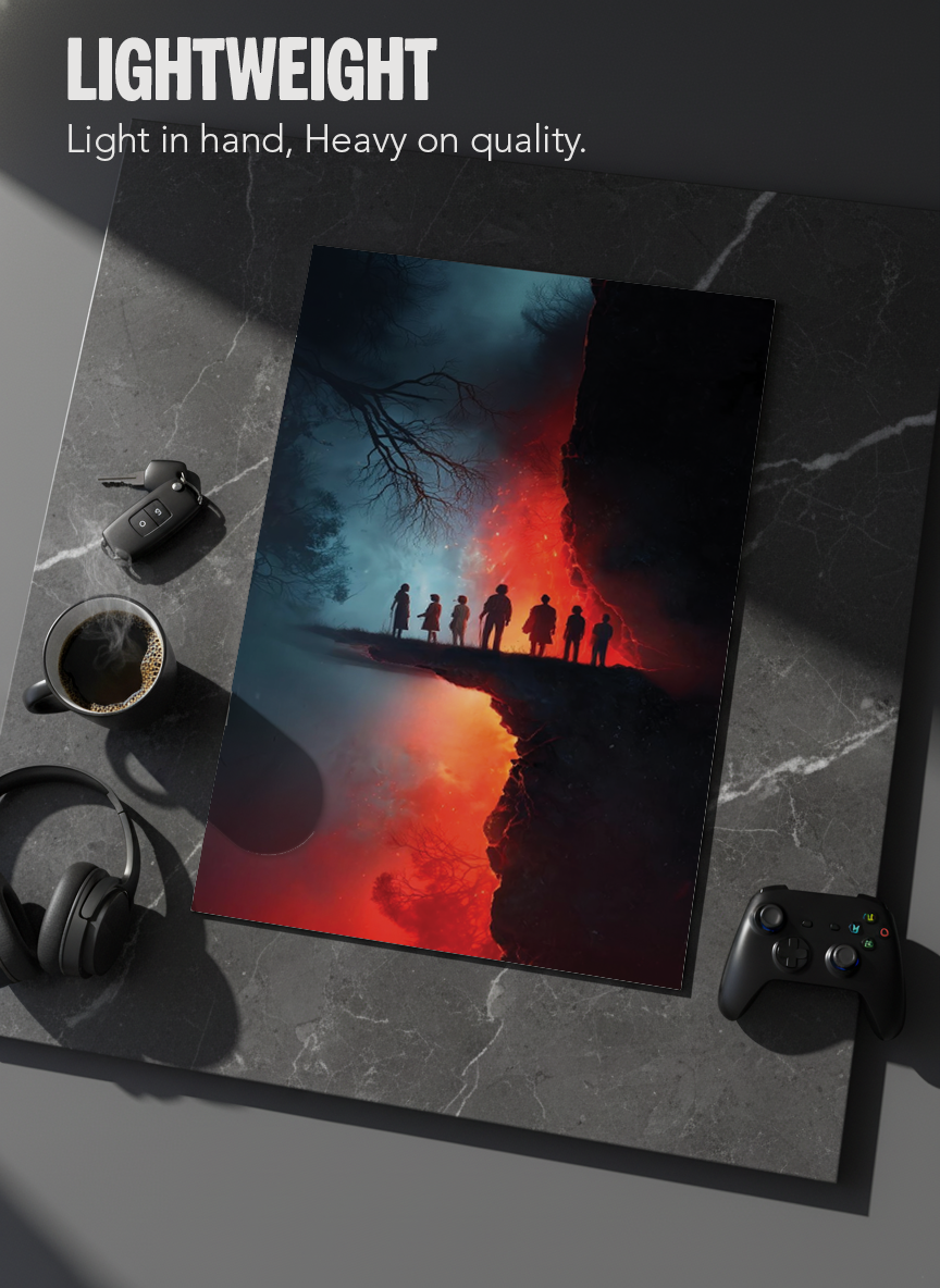 Printed 4K Ultra Gloss Metal Frame A3 Size | STRANGER THINGS-Parralel Edge Print | 1.2mm Premium Thickness Wall Frame (12x18 Inches) 1219 Avenue