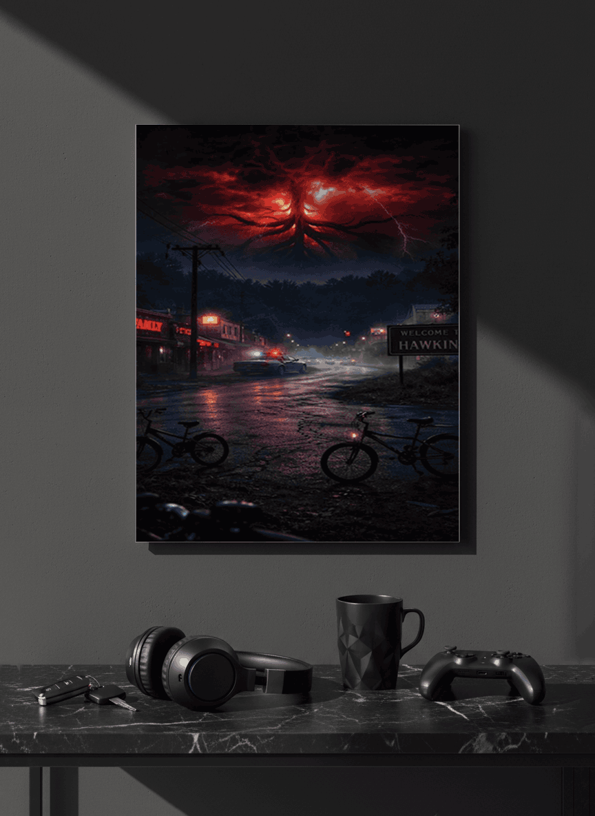 Printed 4K Ultra Gloss Metal Frame A3 Size | STRANGER THINGS-Unseen Layers Print | 1.2mm Premium Thickness Wall Frame (12x18 Inches) 1219 Avenue