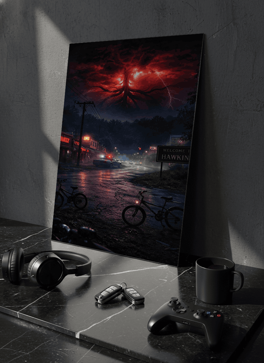 Printed 4K Ultra Gloss Metal Frame A3 Size | STRANGER THINGS-Unseen Layers Print | 1.2mm Premium Thickness Wall Frame (12x18 Inches) 1219 Avenue