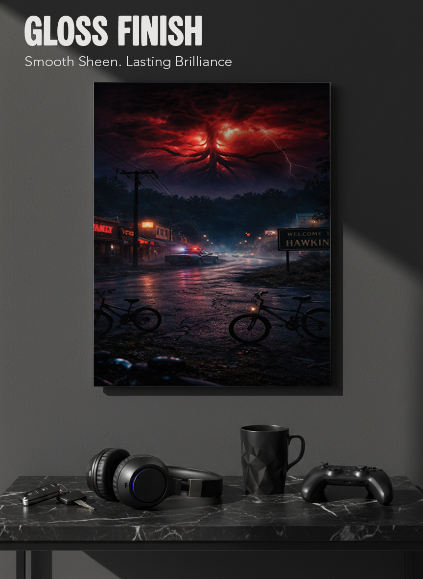 Printed 4K Ultra Gloss Metal Frame A3 Size | STRANGER THINGS-Unseen Layers Print | 1.2mm Premium Thickness Wall Frame (12x18 Inches) 1219 Avenue