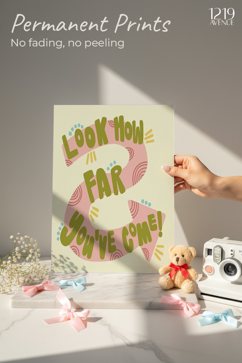 Printed 4K Ultra Gloss Metal Frame A3 Size | Tiny Steps Ahead Print | 1.2mm Premium Thickness Wall Frame (12x18 Inches) 1219 Avenue