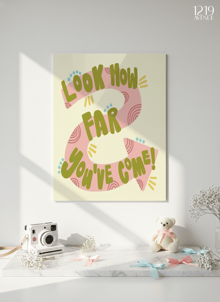 Printed 4K Ultra Gloss Metal Frame A3 Size | Tiny Steps Ahead Print | 1.2mm Premium Thickness Wall Frame (12x18 Inches) 1219 Avenue