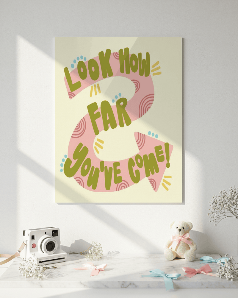 Printed 4K Ultra Gloss Metal Frame A3 Size | Tiny Steps Ahead Print | 1.2mm Premium Thickness Wall Frame (12x18 Inches) 1219 Avenue