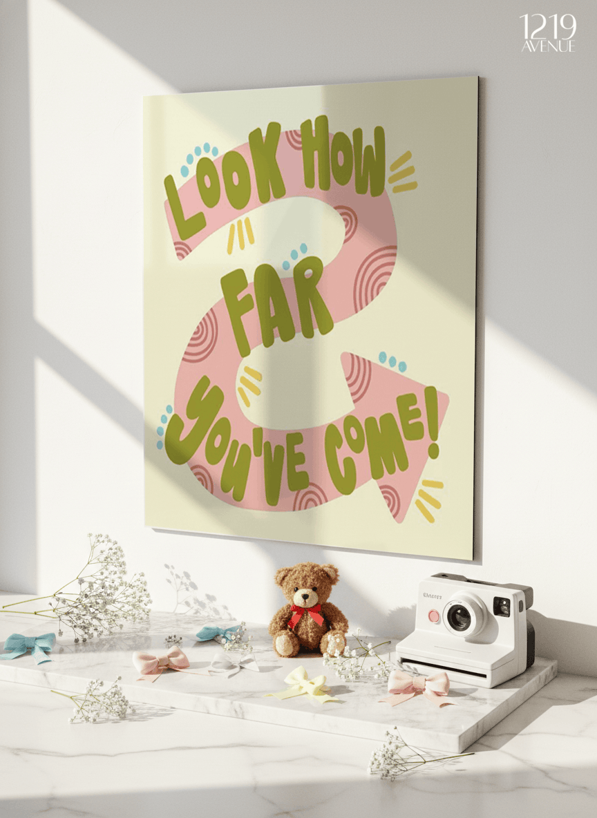 Printed 4K Ultra Gloss Metal Frame A3 Size | Tiny Steps Ahead Print | 1.2mm Premium Thickness Wall Frame (12x18 Inches) 1219 Avenue