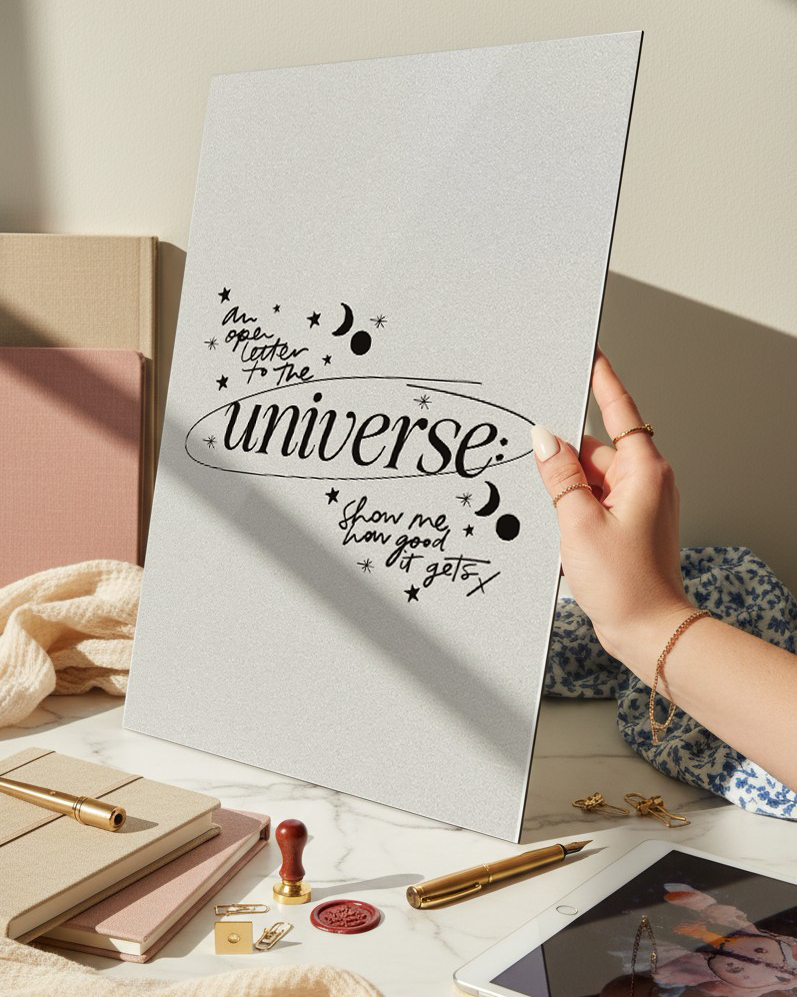 Printed 4K Ultra Gloss Metal Frame A3 Size | Trust the Universe Print | 1.2mm Premium Thickness Wall Frame (12x18 Inches) 1219 Avenue