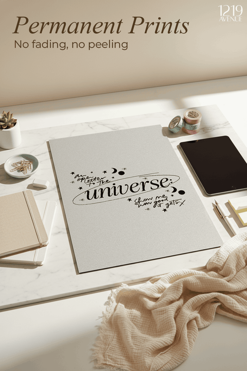 Printed 4K Ultra Gloss Metal Frame A3 Size | Trust the Universe Print | 1.2mm Premium Thickness Wall Frame (12x18 Inches) 1219 Avenue