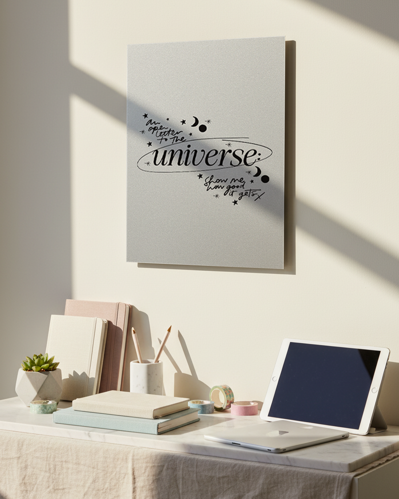 Printed 4K Ultra Gloss Metal Frame A3 Size | Trust the Universe Print | 1.2mm Premium Thickness Wall Frame (12x18 Inches) 1219 Avenue