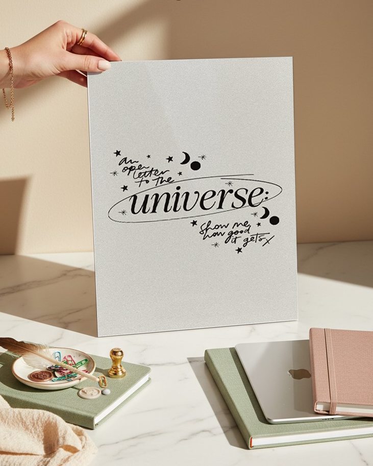 Printed 4K Ultra Gloss Metal Frame A3 Size | Trust the Universe Print | 1.2mm Premium Thickness Wall Frame (12x18 Inches) 1219 Avenue