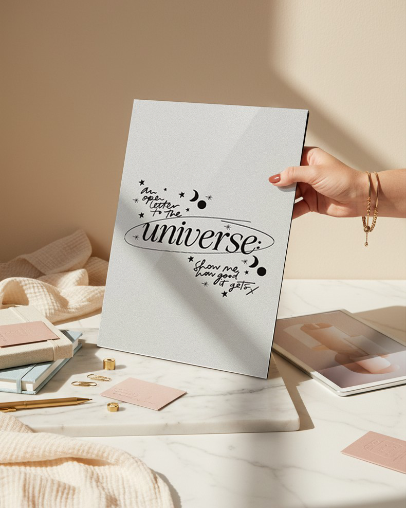 Printed 4K Ultra Gloss Metal Frame A3 Size | Trust the Universe Print | 1.2mm Premium Thickness Wall Frame (12x18 Inches) 1219 Avenue