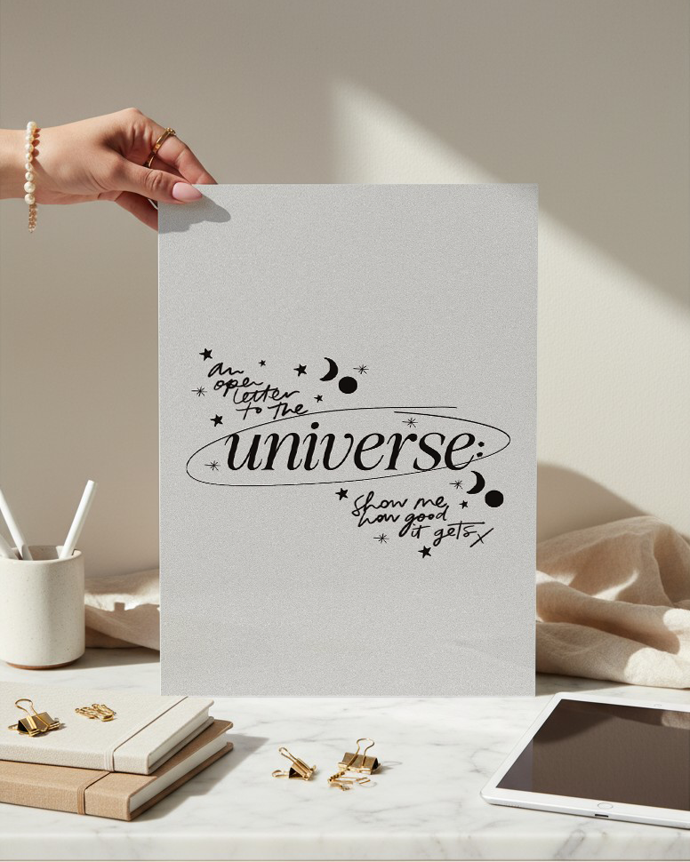 Printed 4K Ultra Gloss Metal Frame A3 Size | Trust the Universe Print | 1.2mm Premium Thickness Wall Frame (12x18 Inches) 1219 Avenue