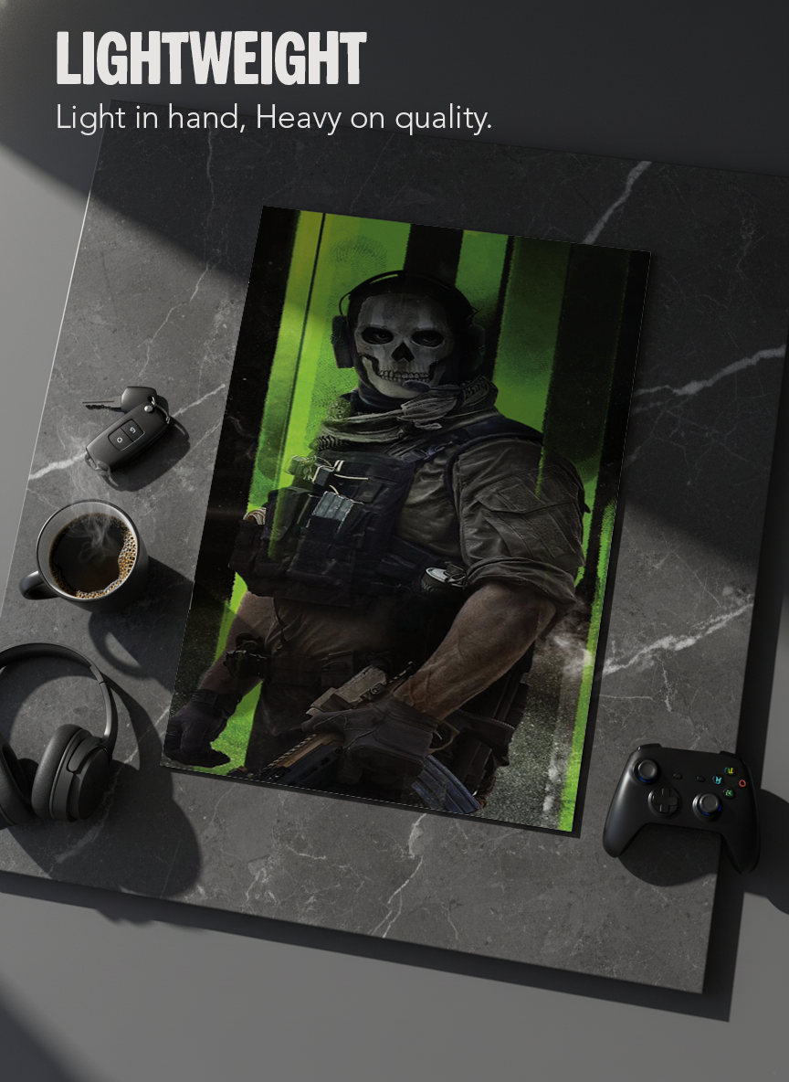 Printed 4K Ultra Gloss Metal Frame A3 Size | War Mode Activated Print | 1.2mm Premium Thickness Wall Frame (12x18 Inches) 1219 Avenue
