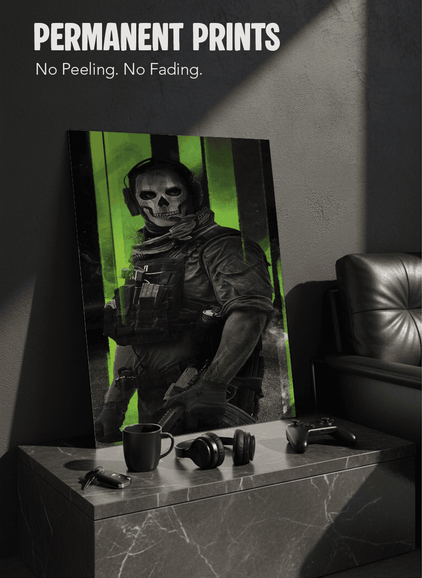 Printed 4K Ultra Gloss Metal Frame A3 Size | War Mode Activated Print | 1.2mm Premium Thickness Wall Frame (12x18 Inches) 1219 Avenue