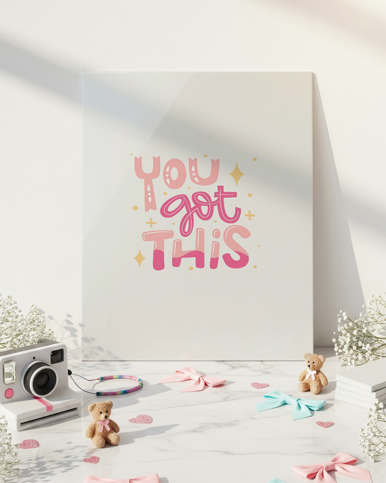 Printed 4K Ultra Gloss Metal Frame A3 Size | You Got This Print | 1.2mm Premium Thickness Wall Frame (12x18 Inches) 1219 Avenue