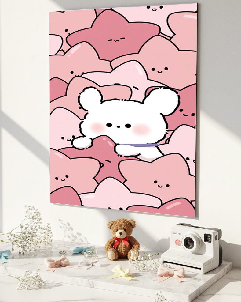 Printed  Metal Wall Art | Hug Me Pink Print | Available in Potrait & Landscape | Small ,Medium ,Large 1219 Avenue