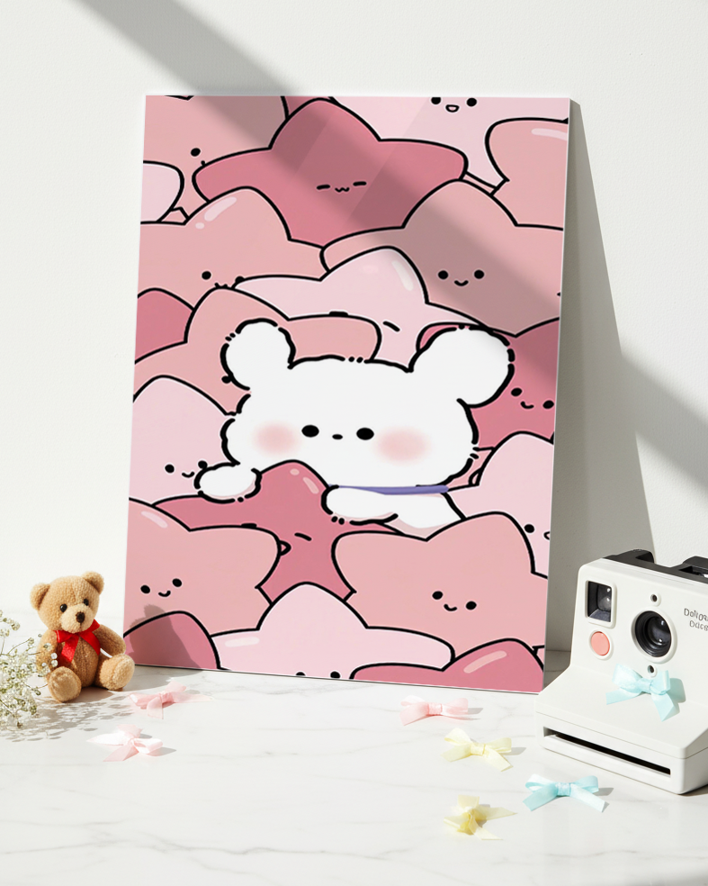 Printed  Metal Wall Art | Hug Me Pink Print | Available in Potrait & Landscape | Small ,Medium ,Large 1219 Avenue