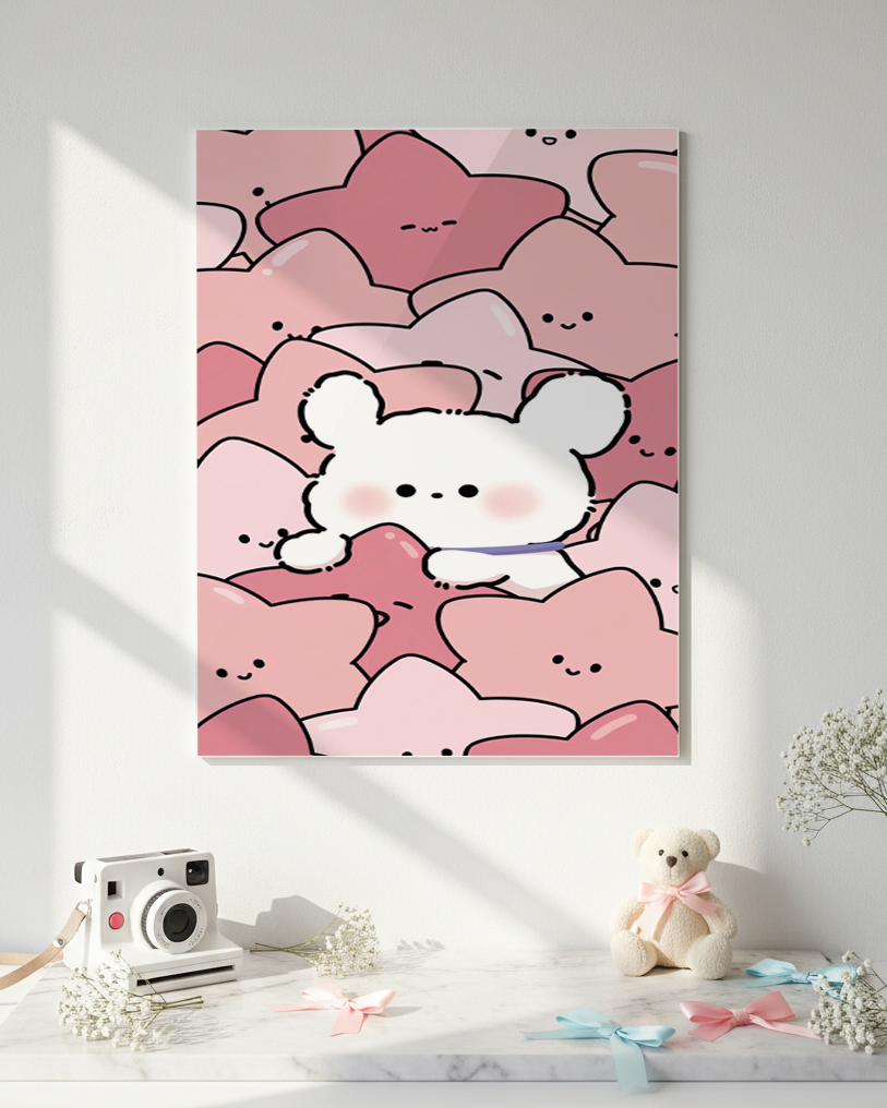 Printed  Metal Wall Art | Hug Me Pink Print | Available in Potrait & Landscape | Small ,Medium ,Large 1219 Avenue
