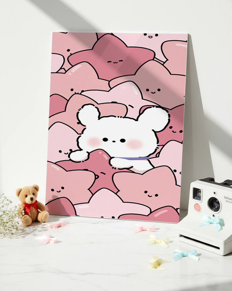 Printed  Metal Wall Art | Hug Me Pink Print | Available in Potrait & Landscape | Small ,Medium ,Large 1219 Avenue