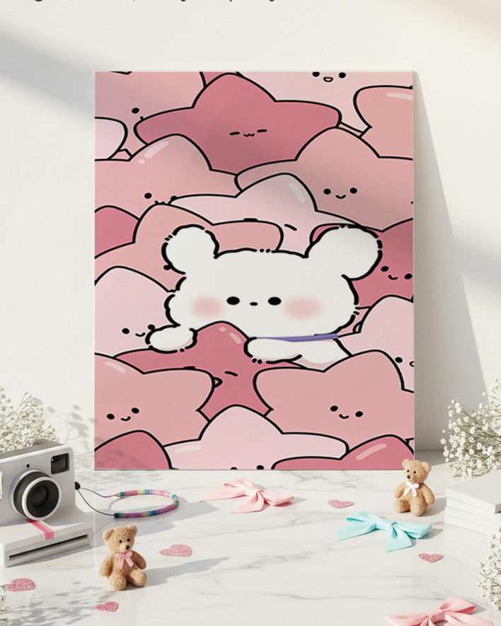 Printed  Metal Wall Art | Hug Me Pink Print | Available in Potrait & Landscape | Small ,Medium ,Large 1219 Avenue