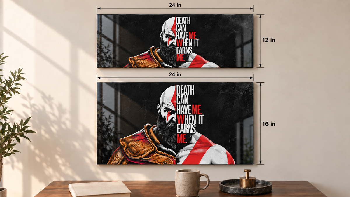 Printed  Metal Wall Art | Kratos Warrior Spirit Print | Available in Potrait & Landscape | Small ,Medium ,Large 1219 Avenue