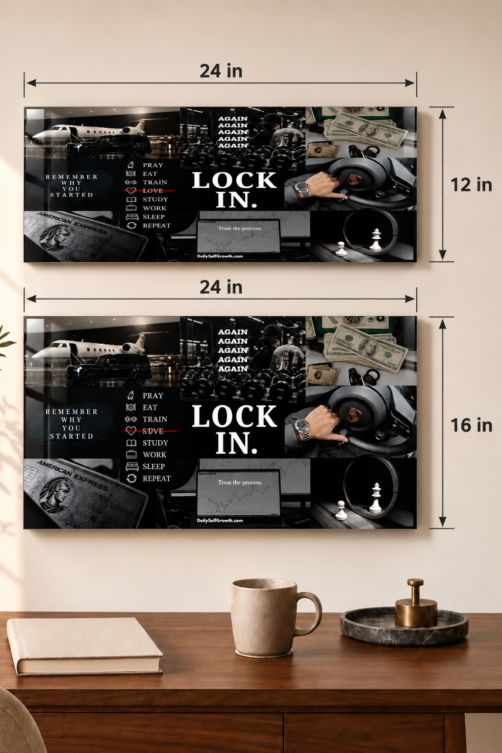Printed  Metal Wall Art | Lock In Mentality Print | Available in Potrait & Landscape | Small ,Medium ,Large 1219 Avenue
