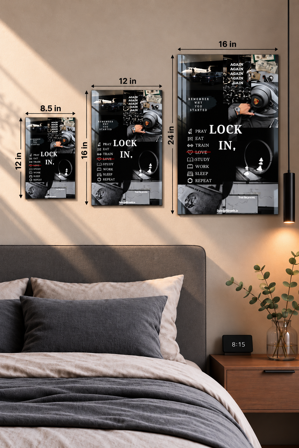 Printed  Metal Wall Art | Lock In Mentality Print | Available in Potrait & Landscape | Small ,Medium ,Large 1219 Avenue