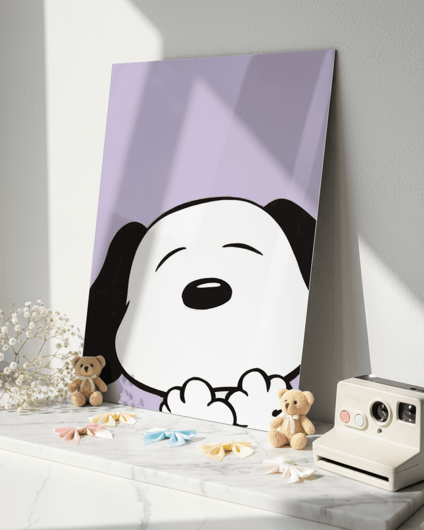 Printed 4K Ultra Gloss Metal Frame A3 Size | Sleepy Pup Print | 1.2mm Premium Thickness Wall Frame (12x18 Inches) 1219 Avenue