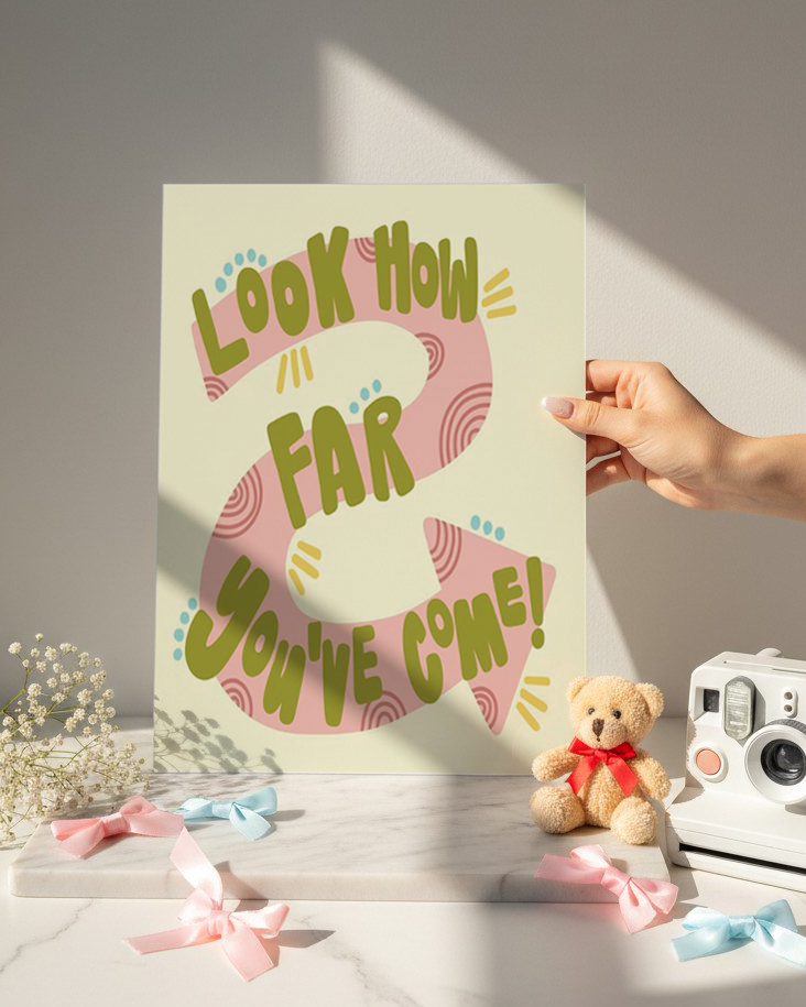 Printed 4K Ultra Gloss Metal Frame A3 Size | Tiny Steps Ahead Print | 1.2mm Premium Thickness Wall Frame (12x18 Inches) 1219 Avenue