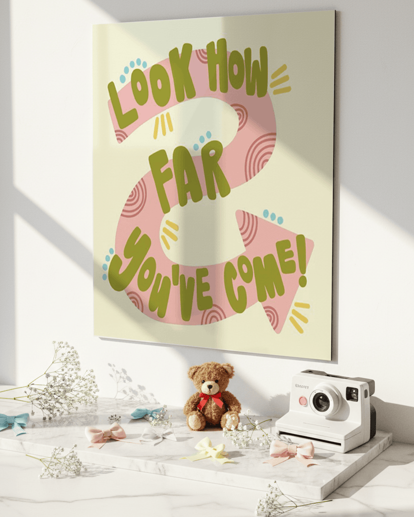 Printed 4K Ultra Gloss Metal Frame A3 Size | Tiny Steps Ahead Print | 1.2mm Premium Thickness Wall Frame (12x18 Inches) 1219 Avenue