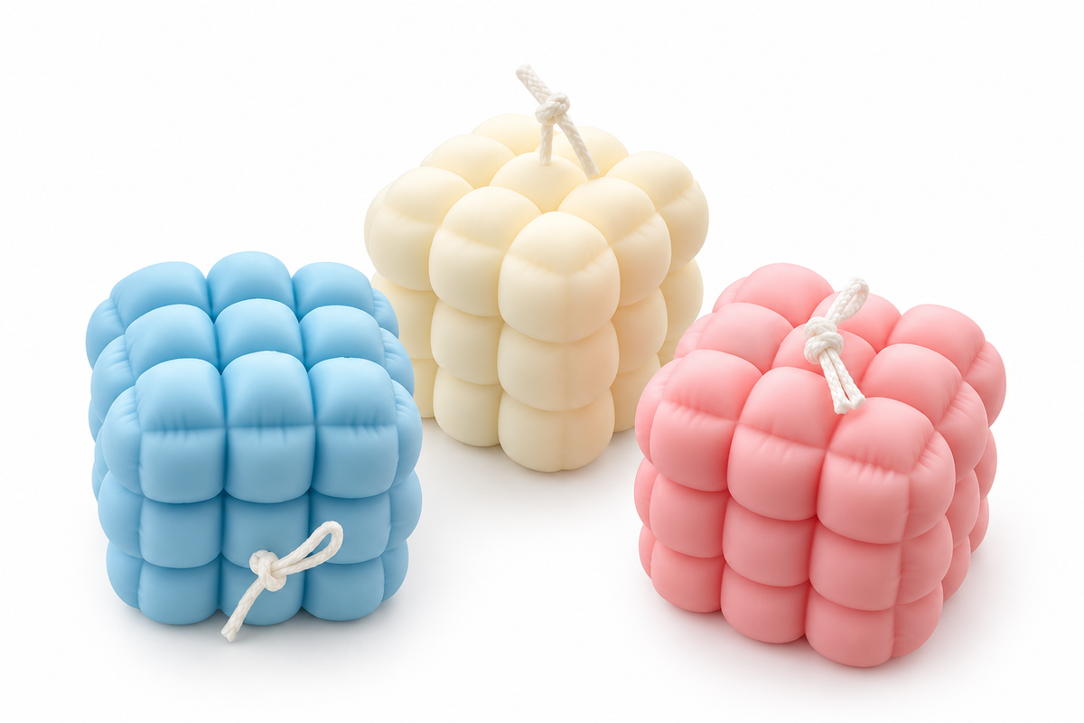 Pure Soy Wax Scented Geometric Candles Pack Of 2| 18hrs+ | Vanila, Lemongrass, Sandalwood 1219 Avenue