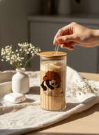 Ripple Taille Sipper 500ml| Bare Bears Print | 18oz Ripple Glass Tumbler with lid and straw 1219 Avenue India