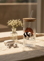 Ripple Taille Sipper 500ml| Bare Bears Print | 18oz Ripple Glass Tumbler with lid and straw 1219 Avenue India
