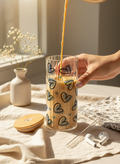 Ripple Taille Sipper 500ml| Blue Lovecore Print | 18oz Ripple Glass Tumbler with lid and straw 1219 Avenue India
