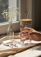 Ripple Taille Sipper 500ml| Butterfly Bliss Print | 18oz Ripple Glass Tumbler with lid and straw 1219 Avenue India