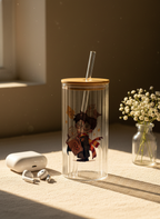 Ripple Taille Sipper 500ml| Cute Potter Print | 18oz Ripple Glass Tumbler with lid and straw 1219 Avenue India