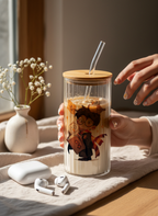 Ripple Taille Sipper 500ml| Cute Potter Print | 18oz Ripple Glass Tumbler with lid and straw 1219 Avenue India