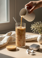 Ripple Taille Sipper 500ml| Petit Hearts All Over Print | 18oz Ripple Glass Tumbler with lid and straw 1219 Avenue India