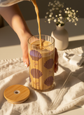 Ripple Taille Sipper 500ml| Shell Bloom Print | 18oz Ripple Glass Tumbler with lid and straw 1219 Avenue India