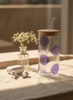 Ripple Taille Sipper 500ml| Shell Bloom Print | 18oz Ripple Glass Tumbler with lid and straw 1219 Avenue India