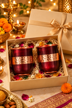 Rouge Royale Copper Glass Gift Set | 99% Pure Copper Glasses 350ml Each | Premium Hammered Copper Drinkware | Luxury Diwali Gift Set 1219 Avenue