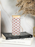 Squaro Sipper 450ml| Benji Hearts Design| Permanent Prints| Coffee Glass Tumbler with straw and lid 1219 Avenue
