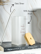 Squaro Sipper 450ml| Make Your Dreams Design| Permanent Prints| Coffee Glass Tumbler with straw and lid 1219 Avenue India