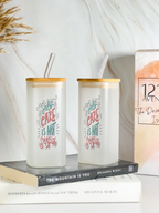 Squaro Sipper 450ml| Self Care Design| Permanent Prints| Coffee Glass Tumbler with straw and lid 1219 Avenue
