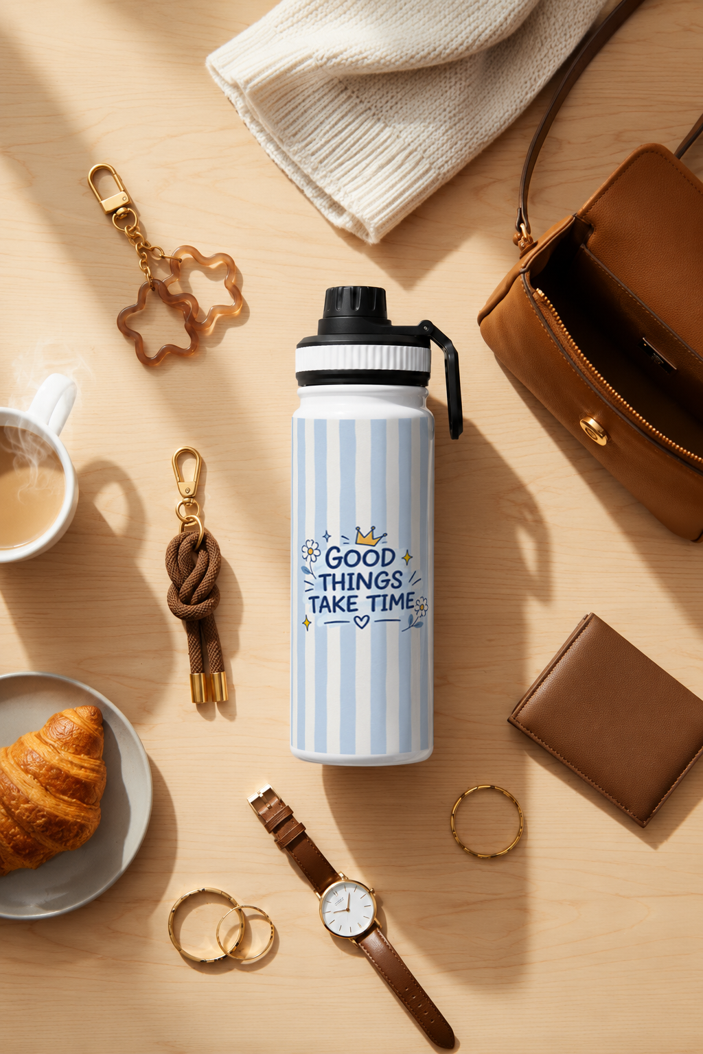 TANK-Sip™ Insulated Water Bottle | 950ml / 32oz | Double-Walled | Slow Bloom Blue 1219 Avenue