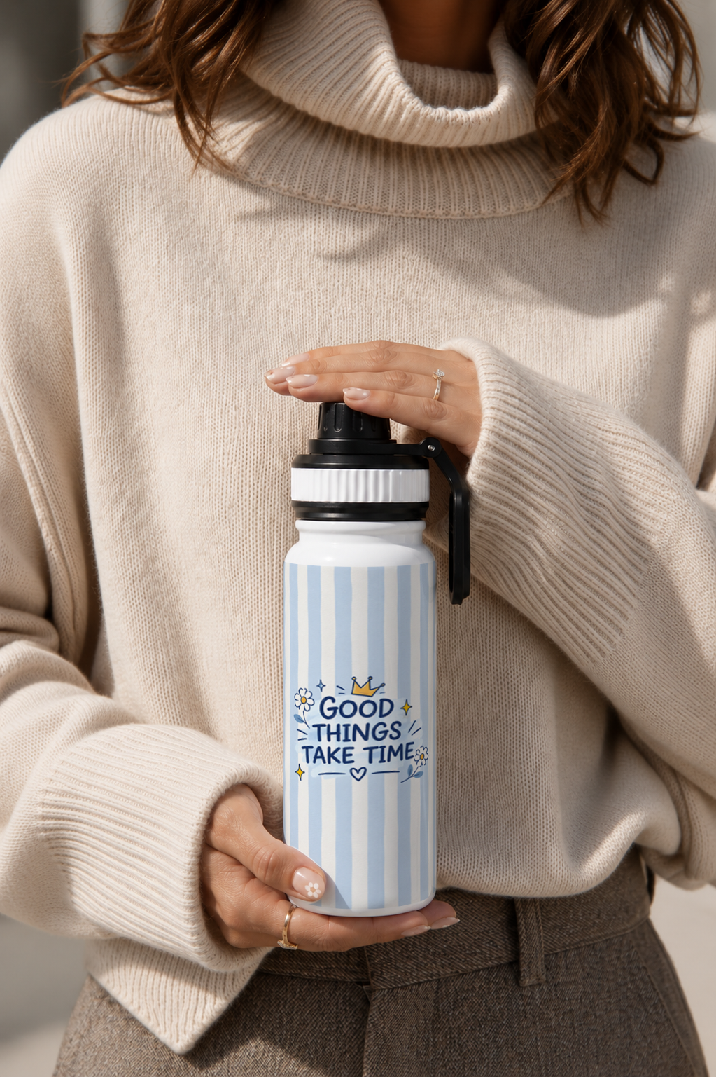 TANK-Sip™ Insulated Water Bottle | 950ml / 32oz | Double-Walled | Slow Bloom Blue 1219 Avenue