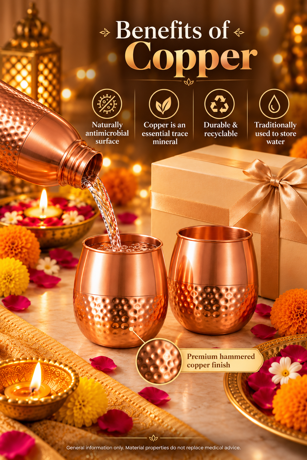 The Gilded Duo Copper Glass Gift Set | 99% Copper Glasses 350ml 1219 Avenue